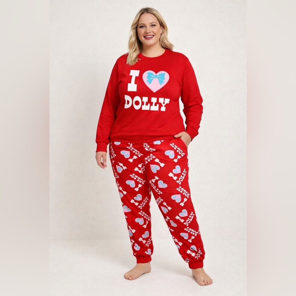 I Love Dolly Pajama Set Women’s 2XL Red Dolly Parton Lounge Sleep Set NWT